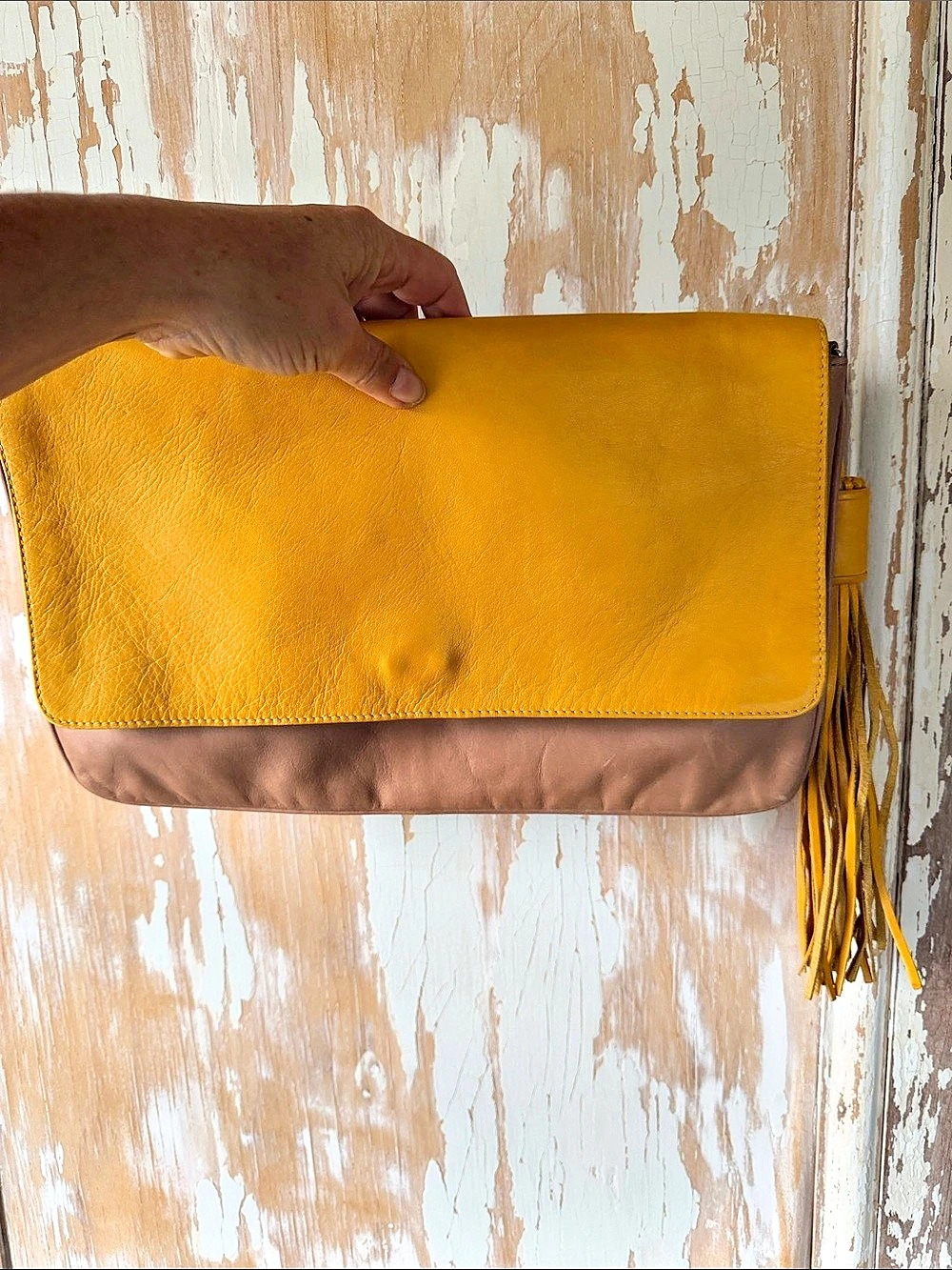 Zara Woman Yellow & Brown Tassel Clutch